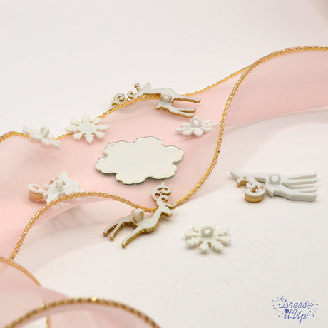 Elegant gold and white deer for winter and holiday crafting, shank-back buttons