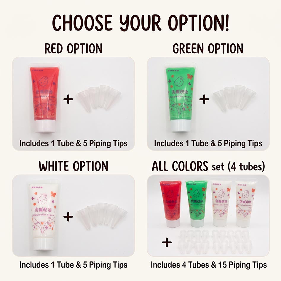 Christmas Decoden Whipped Cream Paste & Piping Tips Set