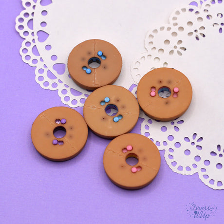 Five fun flat-back donut embellishments 