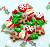 Merry Everything Holiday Gingerbread Wreath Holly Flat Back Buttons