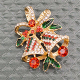 Colorful Christmas Bells Rhinestone Enamel Brooch