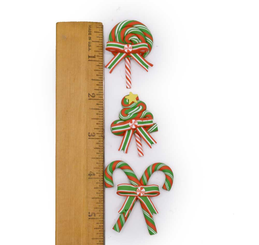 Festive Christmas Candy Cane Resin Embellishments – 3 Piece