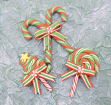 Festive Christmas Candy Cane Resin Embellishments – 3 Piece