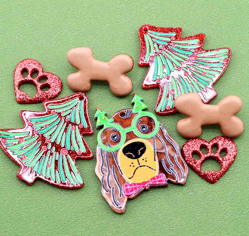 Christmas Pup & Tree Craft Embellishment Mix