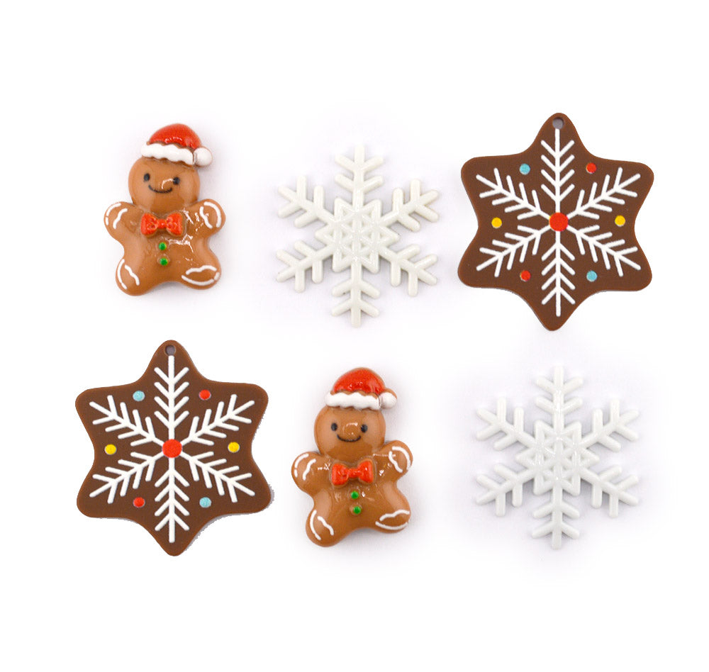 Cozy Gingerbread & Snowflake Resin Embellishments