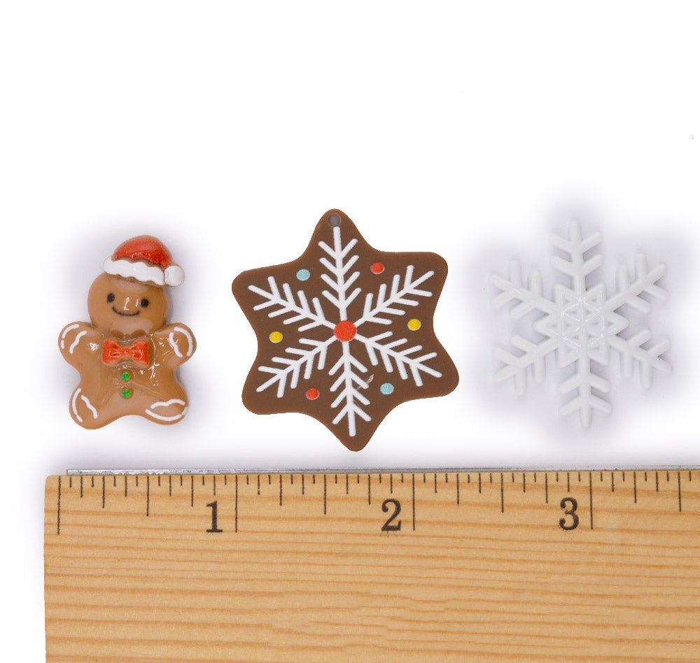 Cozy Gingerbread & Snowflake Resin Embellishments