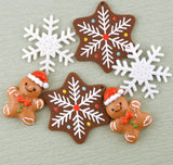 Cozy Gingerbread & Snowflake Resin Embellishments