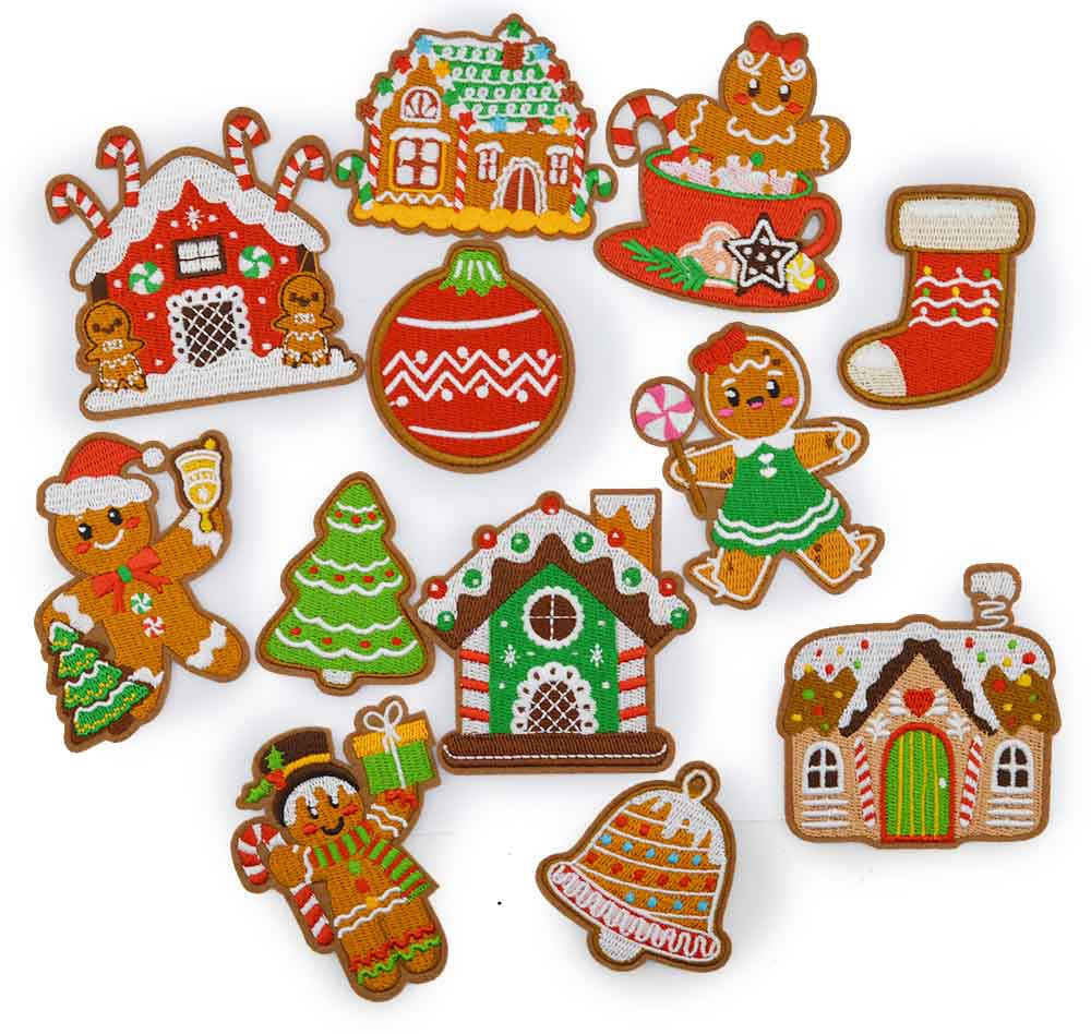 Gingerbread Christmas Iron-On Patch Mix