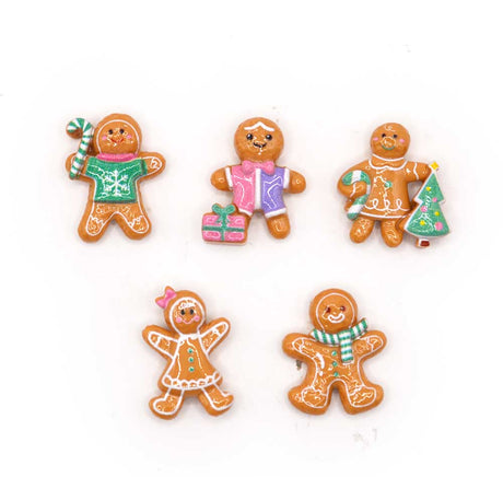 Gingerbread Friends Resin Embellishments – 5 Piece