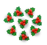 Glittering Transparent Resin Holly Leaf Christmas Cabochons