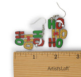 Platinum "Ho Ho Ho" Festive Acrylic Dangle Earrings