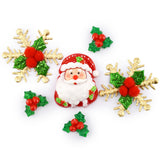 Santa & Golden Holly Christmas Resin Embellishments
