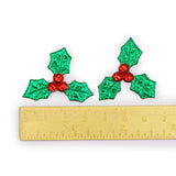 Metallic Holly Berry Fabric Flat Back Embellishments