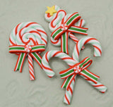 Classic Christmas Candy Cane Resin Embellishments – 3 Piece