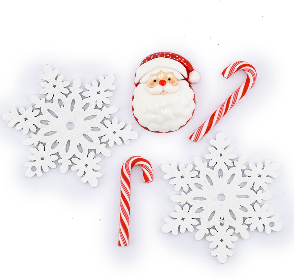 Santa & Snowflakes Christmas Resin Embellishments