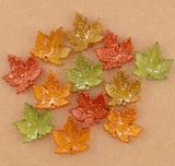 Shimmering Glass Maple Leaf Charms with Gold Dust