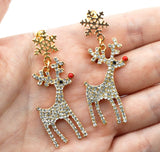 Snowflake Reindeer Rhinestone Earrings