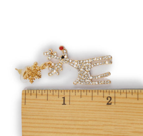 Snowflake Reindeer Rhinestone Earrings