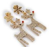 Snowflake Reindeer Rhinestone Earrings