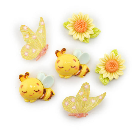 Sunny Bees and Flowers Resin Craft Embellishments