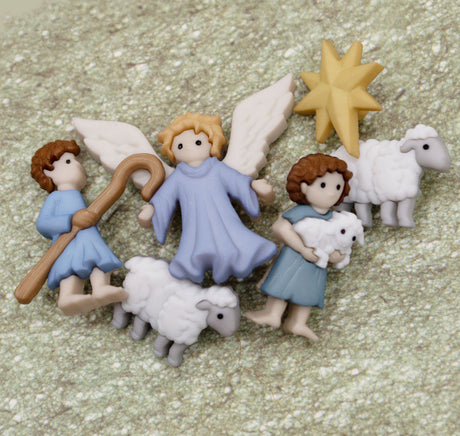 Miniature nativity scene figures on a textured surface religious shepherd for christmas crafts