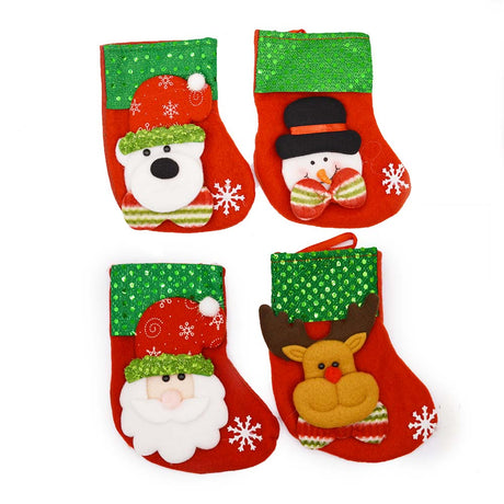 Red & Green Sequin Christmas Character Stockings