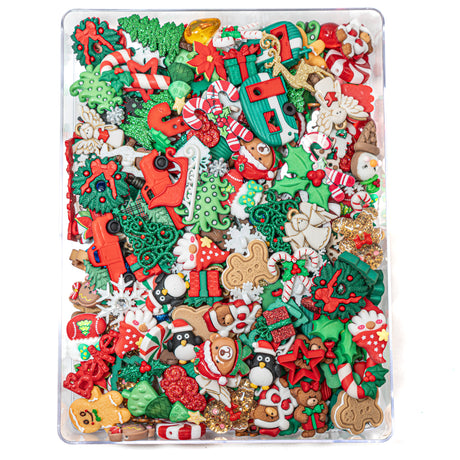 Assorted Christmas-themed decorative items on a white background