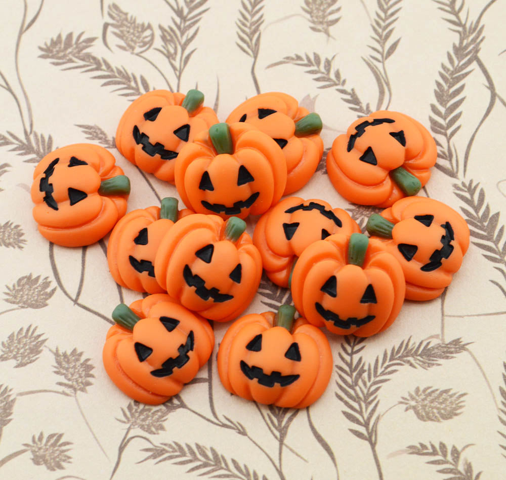 Vibrant Orange Pumpkin Resin Flatback Cabochons