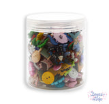 Mystery assortment contains approximately 150 pieces of shank-back, flat-back and sew-thru embellishments