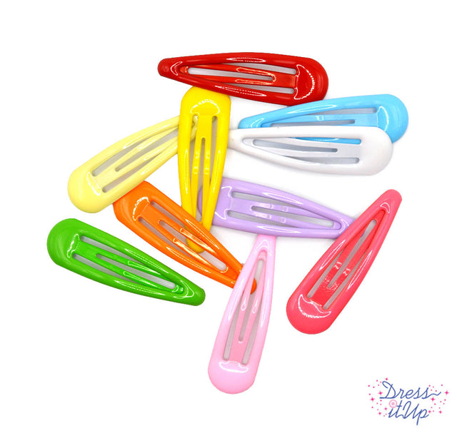 Bright color barrettes are perfect to dress up with buttons and embellishments