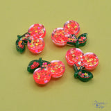 Sparkling resin cherries flat-back embellishments