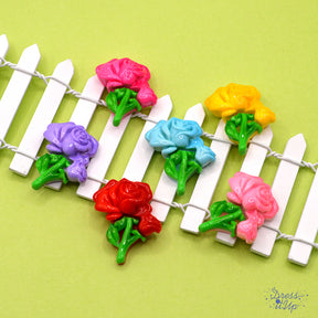 Six multi color roses flat-back embellishments for crafting