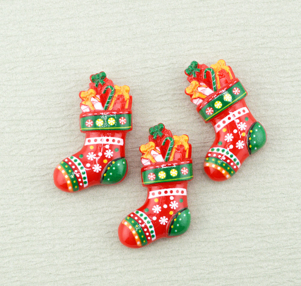 Vintage Christmas Stockings Resin Embellishments