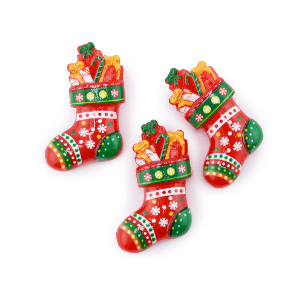 Vintage Christmas Stockings Resin Embellishments