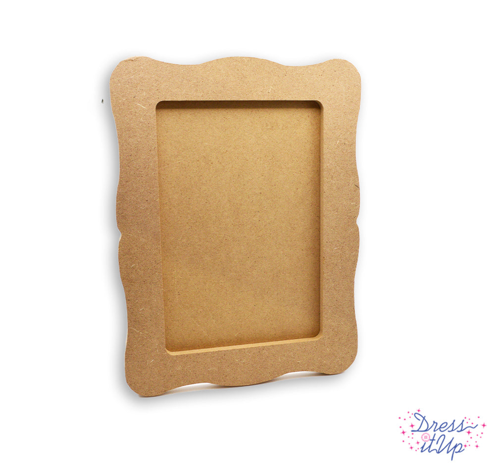 1 scallop edged lightweight wood picture frame for crafting, painting, school crafts, kid friendly