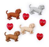 Dachshund Love Loop-Back Embellishments & Heart Buttons Mix