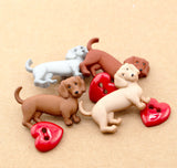 Dachshund Love Loop-Back Embellishments & Heart Buttons Mix