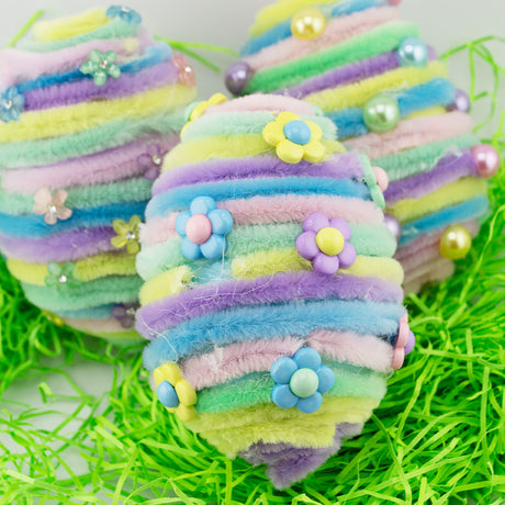 Pastel Pipe-Cleaner Wrapped Easter Egg Kit – DIY Home Décor Set