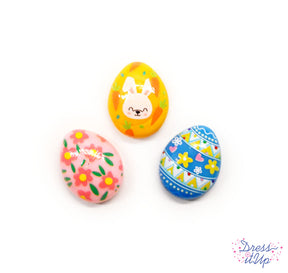 Three colorful easter eggs flat-back embellishments 