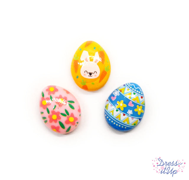 Three colorful easter eggs flat-back embellishments 