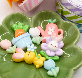easter rabbit and flower themed resin craft embellishment for DIY crafts