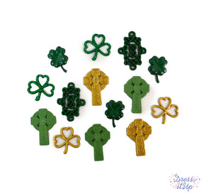 Green and gold make up this collection perfect to embellish Irish and Celtic projects and decor