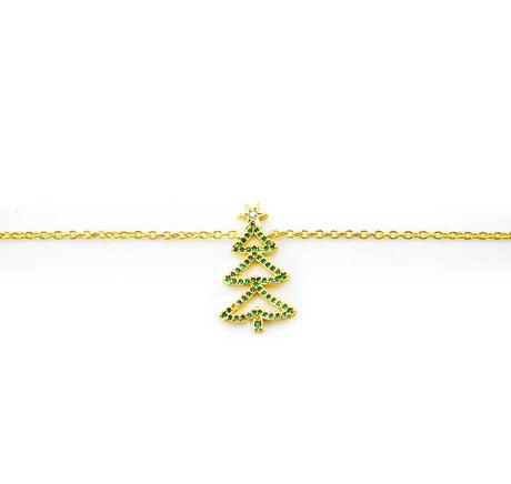 Sparkling CZ Christmas Tree Pendant Necklace