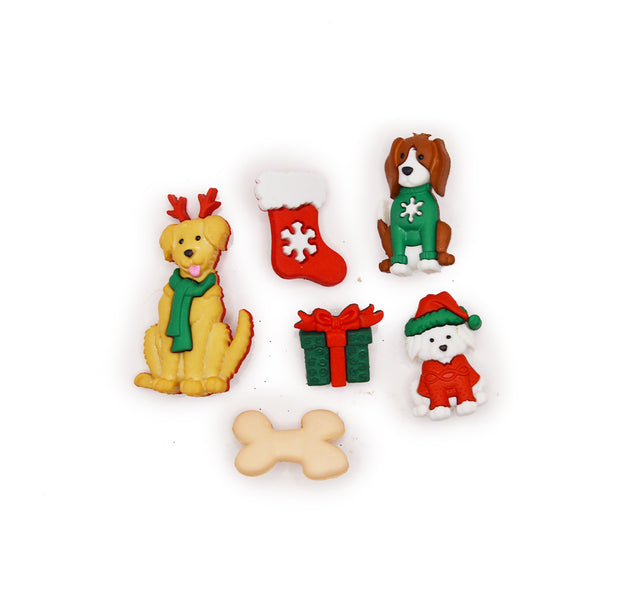 Feliz Navi Dog Animal Pets Winter Holiday Themed Buttons