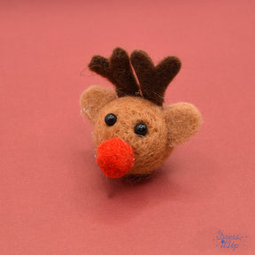 Adorable felt reindeer head pom pom 
