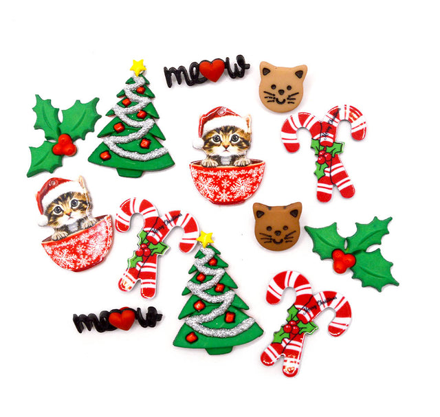 Festive Kitty Charms Embellishment Pack 13 Pieces