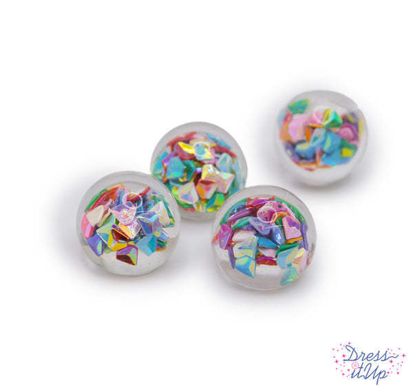 Flat Bottom Balls Resin Clear Multi Color