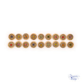 etched wood buttons with a flower pattern 