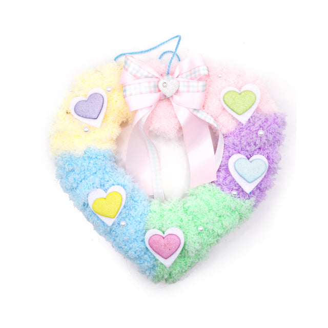 Fluffy Heart Valentine Door Wreath Kit- Pastel