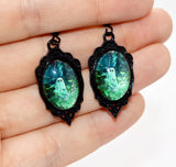 Zinc Alloy Glass Witch Dangle Earrings